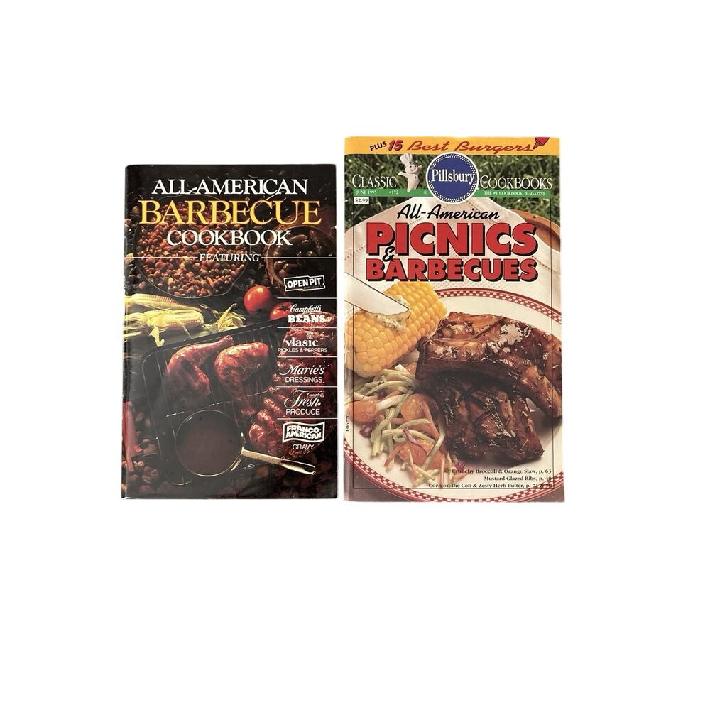 Vintage All-American Barbecue Cookbook + Pillsbury Picnics & Barbecues Lot